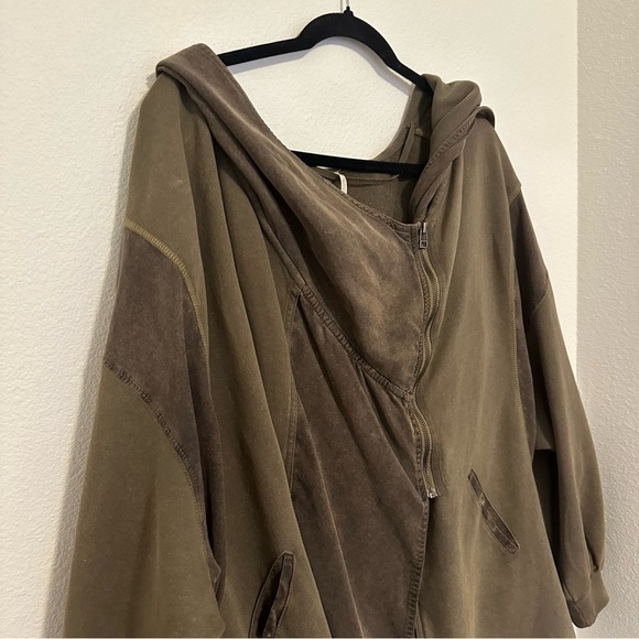 Free People C'mon Hooded Cardigan Jacket Relaxed Boho Deep Green Size S Women’s - Picture 3 of 10